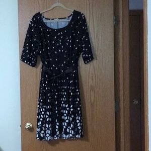 Fit and flare dress in black and white.